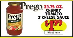 Ollie's Prego CHUNKY TOMATO 3 CHEESE SAUCE offer