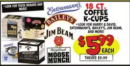 Ollie's ENTENMANN'S, BAILEYS, JIM BEAM, MOOSE MUNCH 18 CT. COFFEE K-CUPS offer
