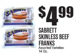 Extra Supermarket SABRETT SKINLESS BEEF FRANKS offer