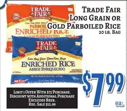 Trade Fair Supermarket TRADE FAIR LONG GRAIN OR GOLD PARBOILED RICE offer