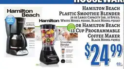 Trade Fair Supermarket HAMILTON BEACH PLASTIC SMOOTHIE BLENDER OR HAMILTON BEACH 12 CUP PROGRAMMABLE COFFEE MAKER offer