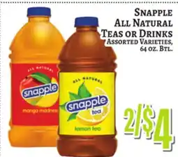 Trade Fair Supermarket SNAPPLE ALL NATURAL TEAS OR DRINKS offer