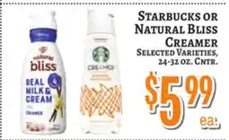 Trade Fair Supermarket STARBUCKS OR NATURAL BLISS CREAMER offer