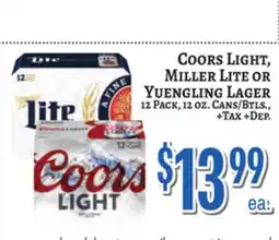 Trade Fair Supermarket Coors Light, Miller Lite Or Yuengling Lager offer
