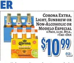 Trade Fair Supermarket CORONA EXTRA, LIGHT, SUNBREW OR NON-ALCOHOLIC OR MODELO ESPECIAL offer