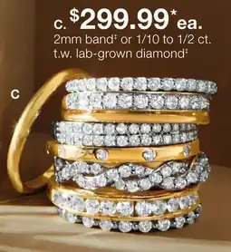 JC Penney 2mm band‡ or 1/10 to 1/2 ct. t.w. lab-grown diamond‡ offer