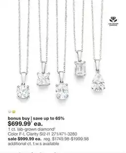JC Penney 1 Ct. Lab-Grown Diamond ‡ Color F-I, Clarity Si2-I1 offer