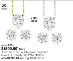 JC Penney 2-Pc. Set 5 Ct. T.W. Lab-Grown Diamond‡ Color G-H, Clarity Si2 offer