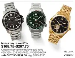 JC Penney Citizen silver-tone or Bulova gold-tone offer