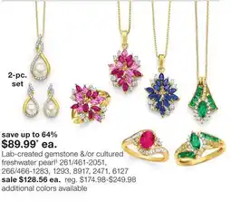 JC Penney Lab-created gemstone &/or cultured freshwater pearl§ offer