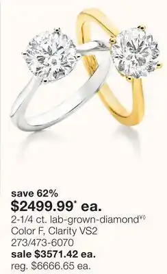 JC Penney 2-1/4 Ct. Lab-Grown-Diamond¥◊ Color F, Clarity Vs2 offer