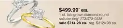 JC Penney 1 ct. lab-grown diamond round solitaire ring‡ offer
