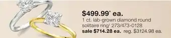 JC Penney 1 ct. lab-grown diamond round solitaire ring‡ offer