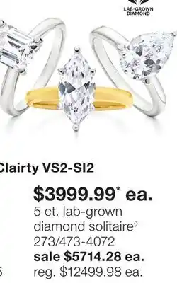 JC Penney 5 Ct. Lab-Grown Diamond Solitaire◊ offer