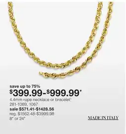 JC Penney 4.4Mm Rope Necklace Or Bracelet‡ offer