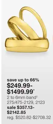 JC Penney 2 to 6mm band‡ offer