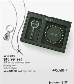 JC Penney J.P. Army stainless steel jewelry sets offer