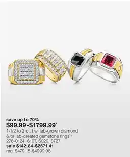 JC Penney 1-1/2 To 2 Ct. T.W. Lab-Grown Diamond &/Or Lab-Created Gemstone Rings‡§ offer