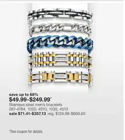 JC Penney Stainless Steel Men'S Bracelets offer