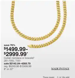 JC Penney Cuban necklace or bracelet‡ offer
