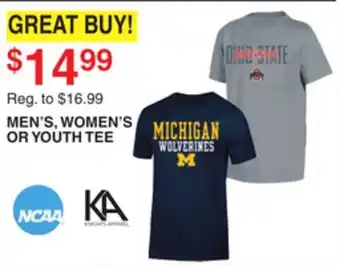 Dunham's Sports NCAA MEN'S, WOMEN'S OR YOUTH TEE offer