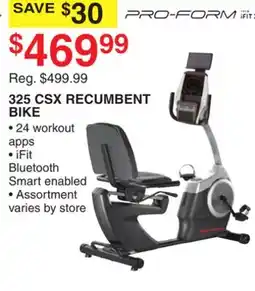 Dunham's Sports PRO-FORM 325 CSX RECUMBENT BIKE offer