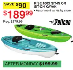 Dunham's Sports PELICAN RISE 100X SIT-IN OR SIT-ON KAYAK offer