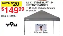 Dunham's Sports YOLI 12' X 12' EASYLIFT 144 INSTANT CANOPY offer