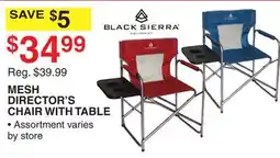 Dunham's Sports BLACK SIERRA MESH DIRECTOR'S CHAIR WITH TABLE offer
