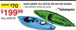 Dunham's Sports SUNDOLPHIN EXPLORER 10.4 SIT-IN OR SIT-ON KAYAK offer