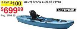 Dunham's Sports LIFETIME MANTA SIT-ON ANGLER KAYAK offer
