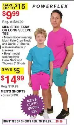 Dunham's Sports POWERFLEX MEN'S TEE, TANK OR LONG SLEEVE TEE, MEN'S SHORTS offer