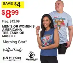 Dunham's Sports MORNING STAR MEN'S OR WOMEN'S AMERICANA TEE, TANK OR MUSCLE offer