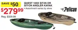 Dunham's Sports PELICAN QUEST 100X SIT-IN OR SIT-ON ANGLER KAYAK offer
