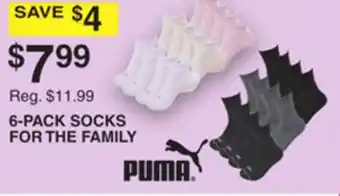 Dunham's Sports PUMA 6-PACK SOCKS FOR THE FAMILY offer