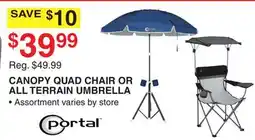 Dunham's Sports PORTAL CANOPY QUAD CHAIR OR ALL TERRAIN UMBRELLA offer