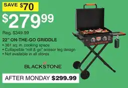 Dunham's Sports BLACKSTONE 22 ON-THE-GO GRIDDLE offer