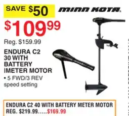 Dunham's Sports MINN KOTA ENDURA C2 30 WITH BATTERY METER MOTOR offer