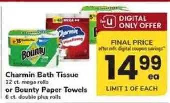 Safeway Charmin Bath Tissue or Bounty Paper Towels offer