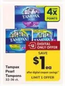Safeway Tampax Pearl Tampons offer