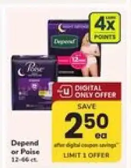 Safeway Depend or Poise offer