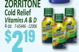 Jetro ZORRITONE Cold Relief Vitamins A & D offer
