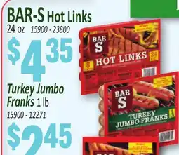 Jetro BAR-S Hot Links, Turkey Jumbo Franks offer