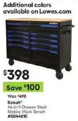 Kobalt 46-in 9-Drawer Steel Mobile Work Bench