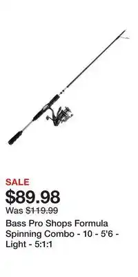 Cabela's Bass Pro Shops Formula Spinning Combo - 10 - 5'6 - Light - 5:1:1 offer