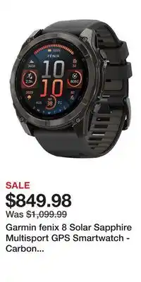 Cabela's Garmin fenix 8 Solar Sapphire Multisport GPS Smartwatch - Carbon Gray DLC - 47mm offer