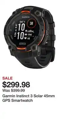 Cabela's Garmin Instinct 3 Solar 45mm GPS Smartwatch offer
