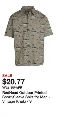 Cabela's RedHead Outdoor Printed Short-Sleeve Shirt for Men - Vintage Khaki - S offer