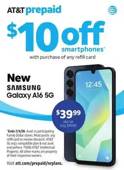 Family Dollar New SAMSUNG Galaxy A16 offer