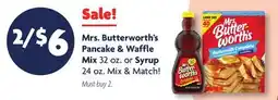 Family Dollar Mrs. Butterworth's Pancake & Waffle Mix offer